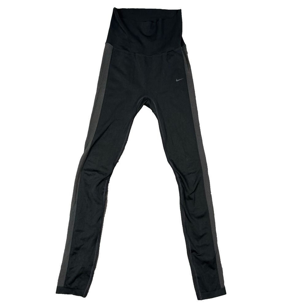 Nike Dri Fit Fold Over Knit Black‎ Training Athletic Tights High Rise Women's XS